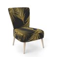 thumbnail image 2 of Designart "Golden Tropical Leaves Pattern" Upholstered Modern Accent Chair - Arm Chair, 2 of 5