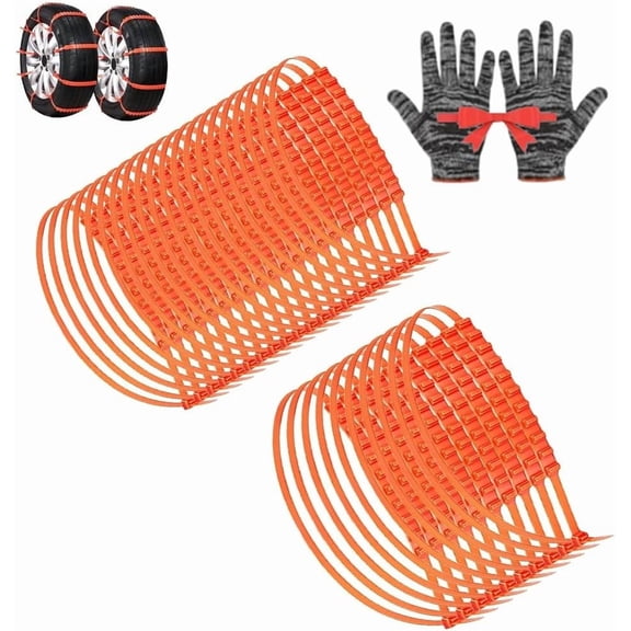 Zip Tie Tire Chains, Car Winter Tire Snow Zip Ties, 20PCS Universal Reusable Adjustable Anti-Slip Nylon Snow Removal from Ties Safety Chains Emergency for Trucks Car Suv Ice Mud(30pcs)