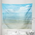 thumbnail image 1 of Summer Tapestry, Sunny Summer Day at the Sandy Beach Tranquil Calm Shore Sea Horizon Image Artprint, Fabric Wall Hanging Decor for Bedroom Living Room Dorm, 5 Sizes, Blue Cream, by Ambesonne, 1 of 1