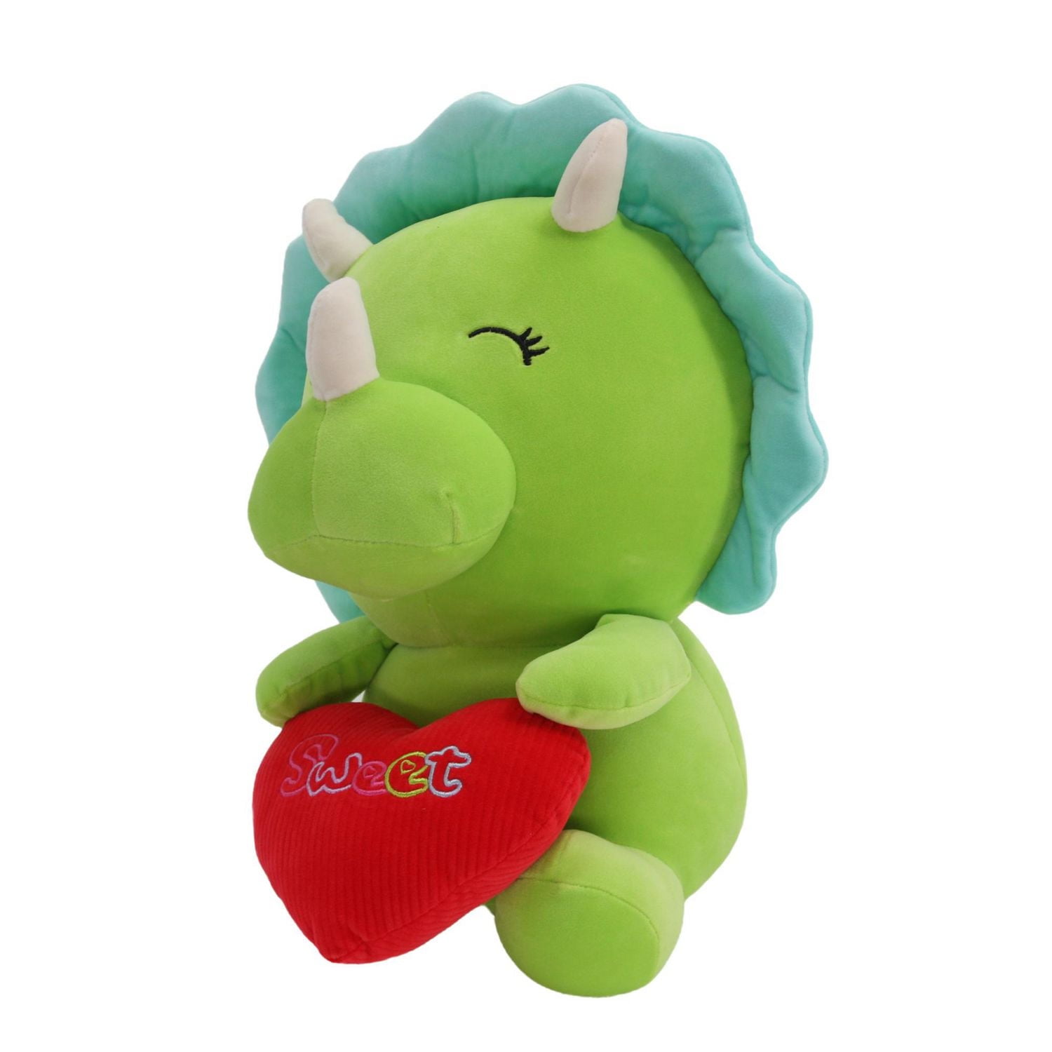 WAY TO CELEBTATE VALENTINE 15" PLUSH ANIMAL WITH HEART-GREEN DINO