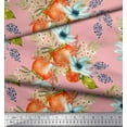 thumbnail image 3 of Soimoi Orange Cotton Jersey Fabric Tomato & Freesia Floral Print Fabric by the Yard 58 Inch Wide, 3 of 3