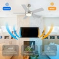 thumbnail image 2 of PHORUS 46" Silver Low Profile Flush Mount Ceiling Fan with LED Light, Remote & App Control, Quiet Reversible DC Motor, 6 Speeds, Dual-Sided Blades – Indoor, 2 of 17
