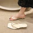thumbnail image 2 of QQAMB Women Kitten Heel Thong Sandals Square Open Toe Flip Flop Sandals Low Heel Fashion Party Dress Heeled Sandals, 2 of 7
