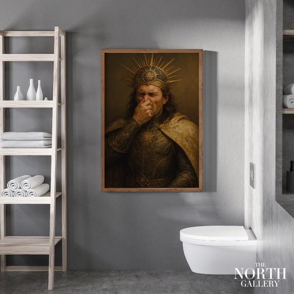 Fun King Wall Art Print Royal Stinky Face Renaissance Style Bathroom Poster Medieval Home Decor Wall Art, Size X Unfframed UNFRAMED Poster, Wall Art for Decor, Present, 8x12