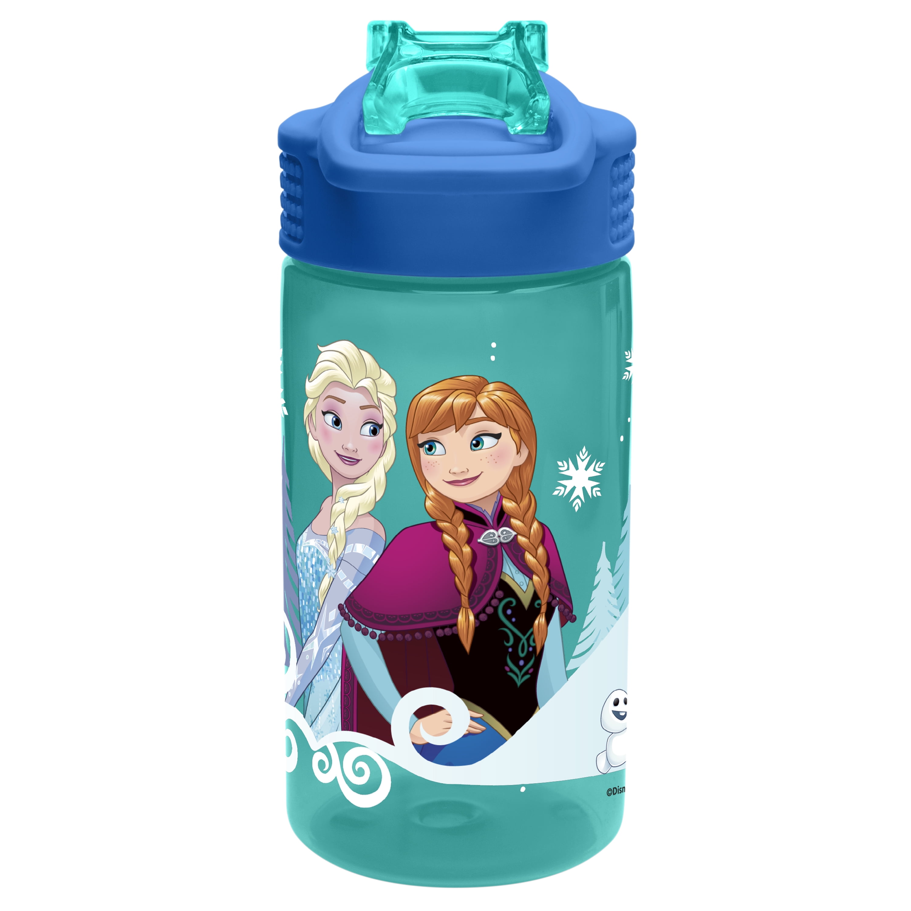 Zak Designs Good to Go! 16 oz Green and Blue Plastic Water Bottle with Straw and Flip-Top Lid