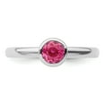 thumbnail image 3 of SS Low 5mm Round Pink Tourmaline Ring, 3 of 9