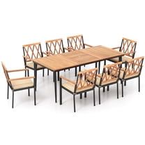 GVN Patio Dining Sets, Outdoor Dining Sets,9 Pieces Patio Dining Set with 1.9 Inch Umbrella Hole and Seat Cushions