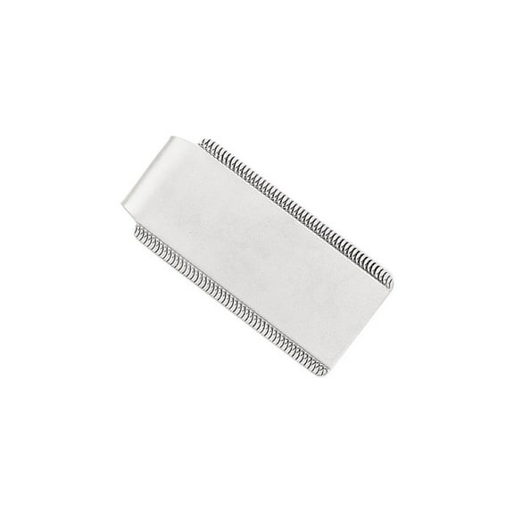 Gem & Harmony Mens Rhodium-Plated Satin Money Clip in Sterling Silver for Men