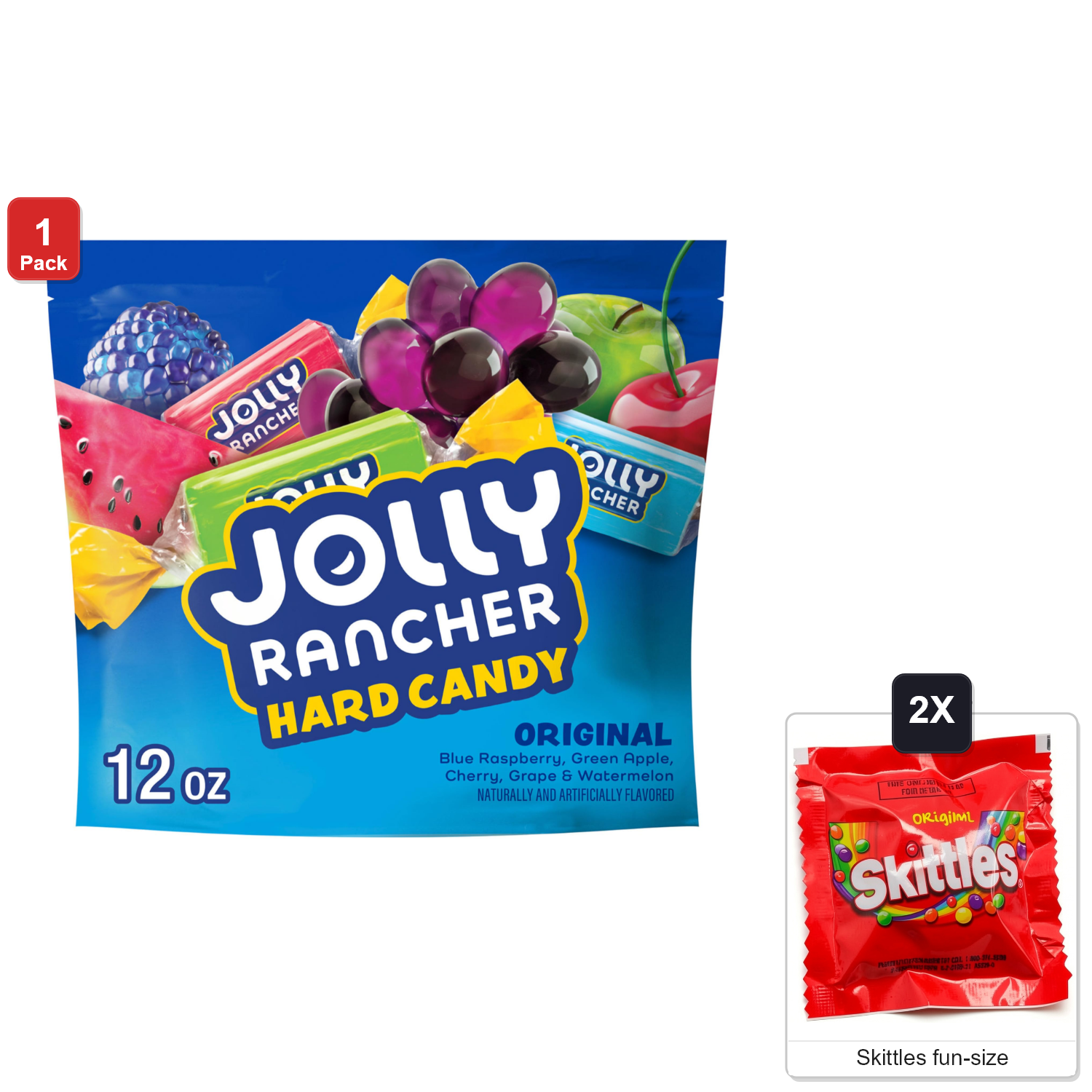 Jolly Rancher Zero Sugar Assorted Fruit Flavored Hard Candy, Bag