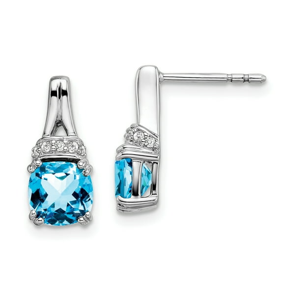 Primal Gold 10 Karat White Gold Blue Topaz and Diamond Earrings