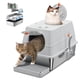 thumbnail image 1 of Arenero para Gato Acero Inoxidable, Caja de Arena Cerrada Grande con Tapa Desmontable, 60x40x39cm, Antiolores con Filtro de Carbón, Ventana Doble, Gris (Incluye Pala y Piso Antiderrapante), 1 of 9
