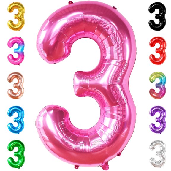 KatchOn, 40 Inch Hot Pink Large 3 Number Balloons