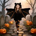 thumbnail image 5 of Ruyang Kids Boys Girls Hooded Jumpsuit Bat Wing Zip Up Halloween Outfit Autumn Holiday Party Dress Up Clothing 3-14 Years, 5 of 7