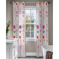 thumbnail image 4 of Purple Pink Spring Floral Sheer Curtains 84 Inch Length 2 Panels Set for Living Room/Bedroom, Colorful Summer Flowers Botanical Kitchen Curtains Grommet Curtains Window Treatments 42"x84"x2, 4 of 7