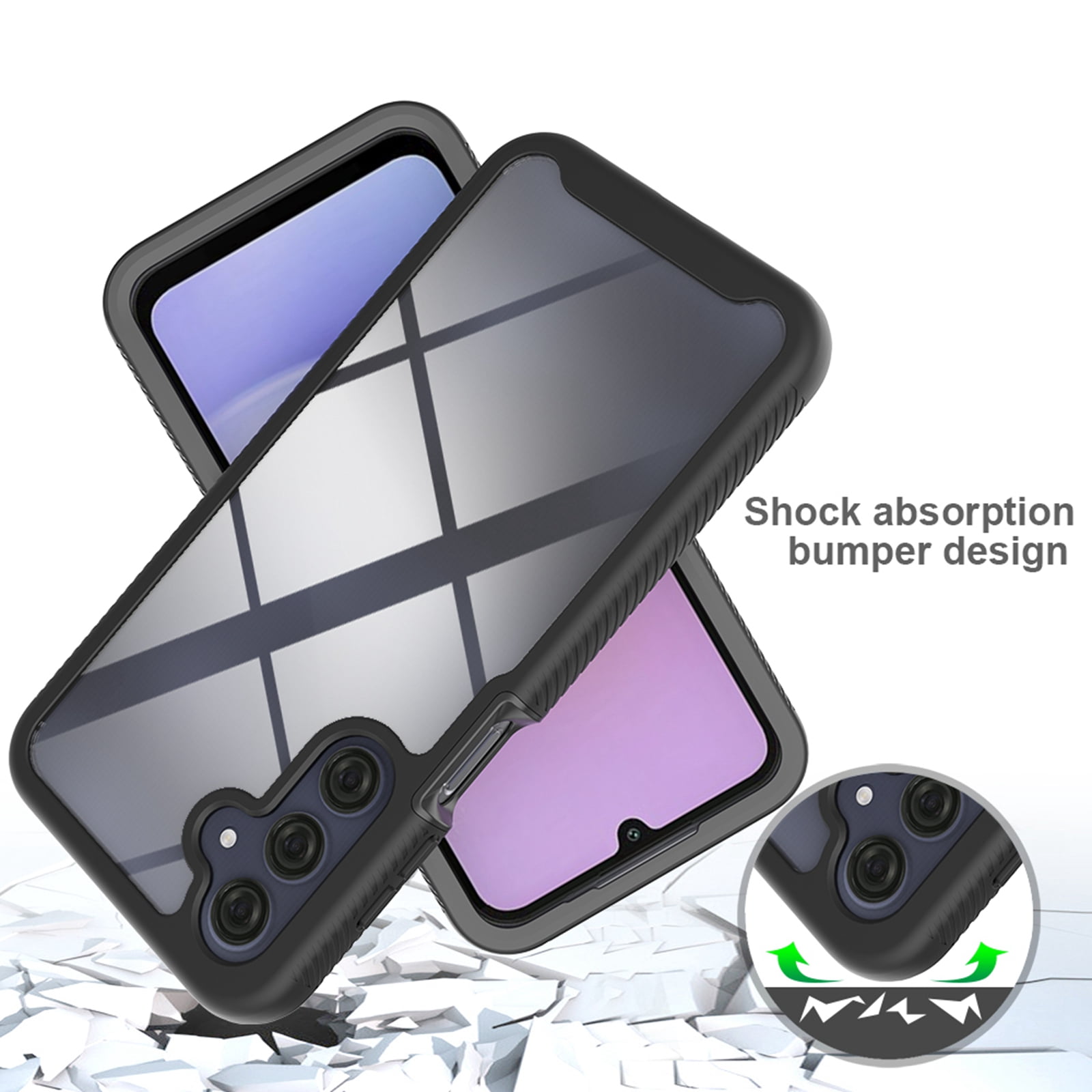 Galaxy A17 5G Case with Built in Screen Protector,Dteck Full-Body Shockproof Rubber Hybrid Protection Crystal Clear PC Back Protective Phone Case Cover for Samsung Galaxy A17 5G,Purple