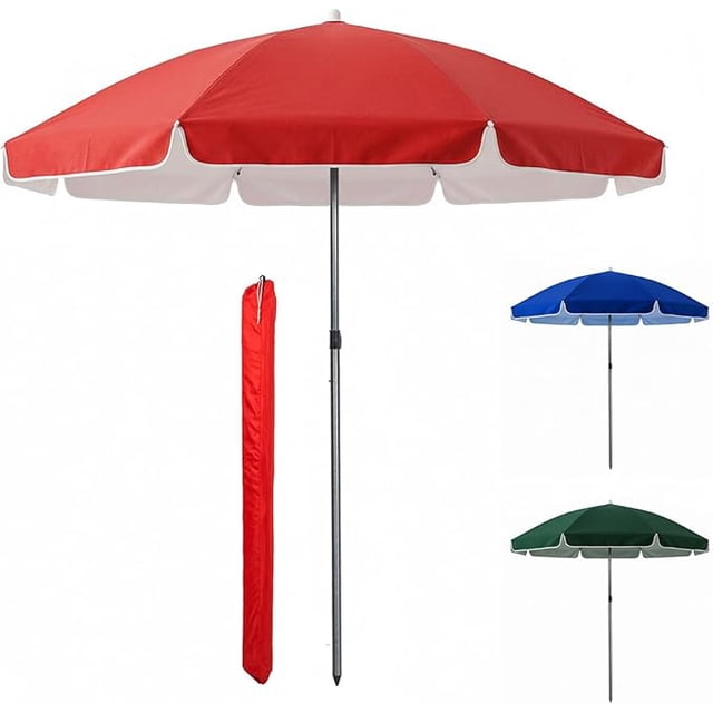 Sombrilla Para Playa Con Base Jardin Patio Alberca Exteriores Plegable 2X1.95 Metros Acero Reforzada Inclinación Manivela Ajustable Ideal Para Potegerte Del Sol
