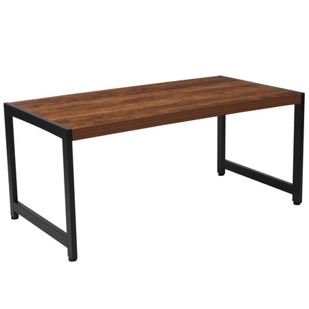 Flash Furniture Grove Hill Collection Rustic Wood Grain Finish Coffee Table with Black Metal