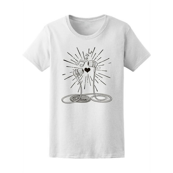 Headphones Doodle Sketch Style Tee Women's -Image by Shutterstock