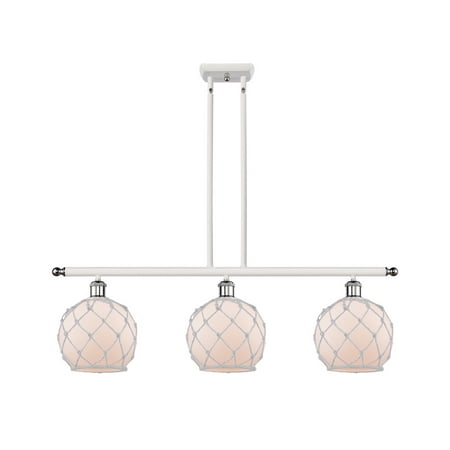 

Innovations 516-3I-WPC-G121-8RW Farmhouse Rope 3 Light Island Light part of the Ballston Collection White and Polished Chrome