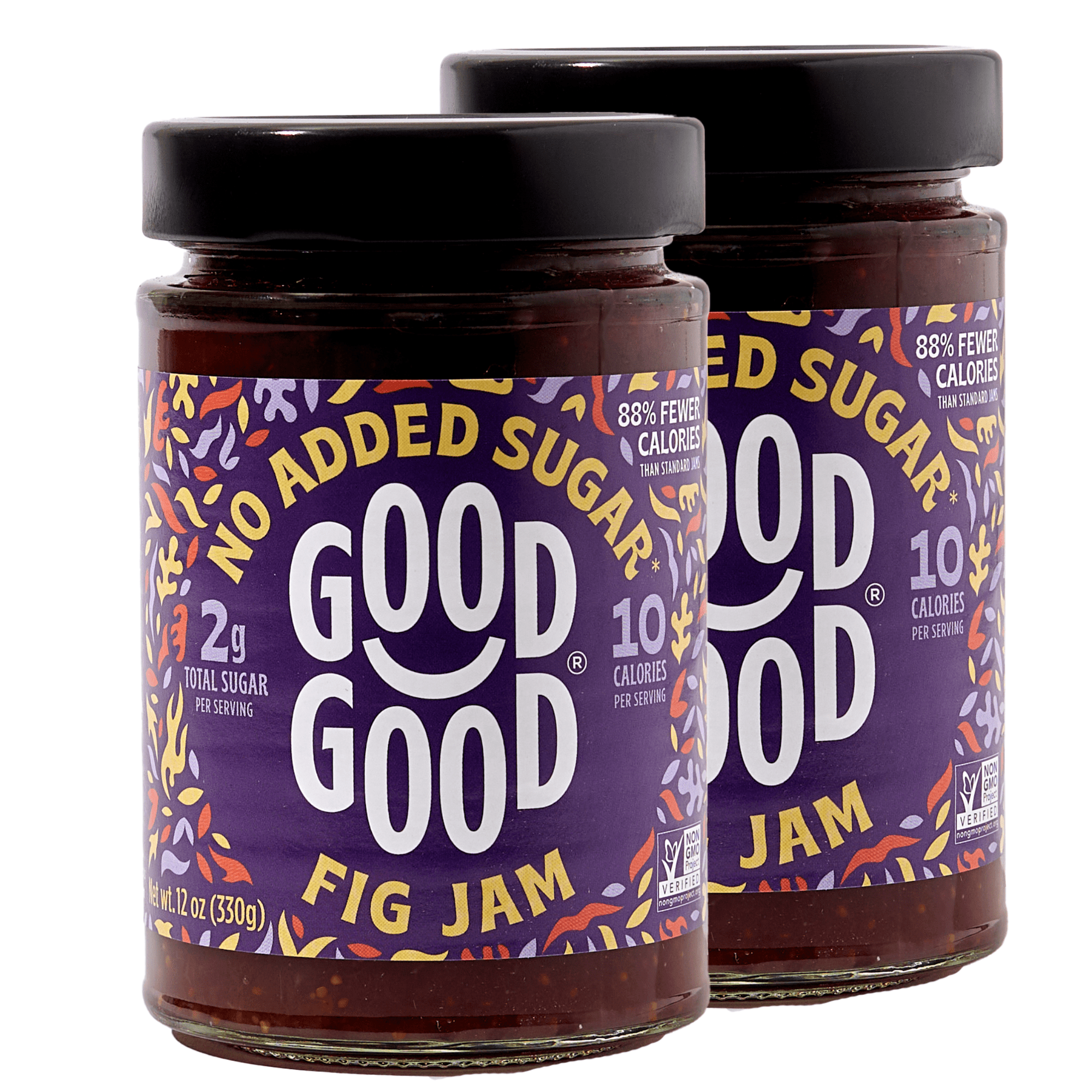GOOD GOOD No Added Sugar Fig Jam, Low Calorie, Keto Friendly, 12 oz, 2 pack