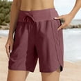 thumbnail image 3 of Audhol Womens Athletic Shorts, Womens Wide Leg Yoga Shorts High Waisted Shorts Summer Gym Athletic Workout Long Shorts with Pockets High Waisted Shorts Women Wine L, 3 of 7