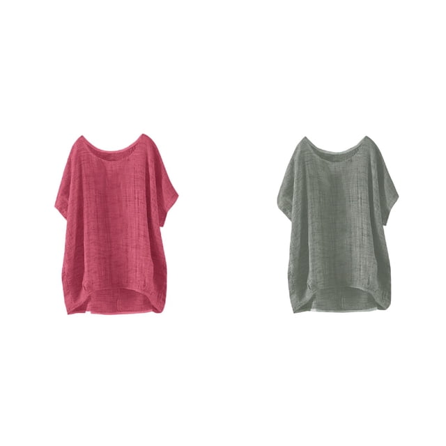 (Lot de 2) Kcodviy Chandail Décontracté à Enfiler Manches pour Femmes Hauts d'Été pour Femmes T-Shirt Mince Court Chemise anti-UV pour Femme Haut Blouse Ample Chemise Habillée Coupe Classique pour Femme Blouse