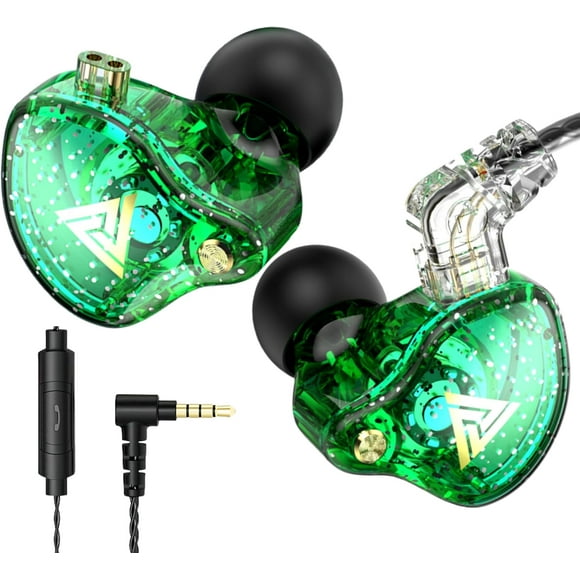 SDES-QKZ AK6 Pro Wired IEM for Gaming Earbuds with MIC, in Ear Monitor Headphones, Deep Bass Sound, 1DD 10mm Dynamic Driver, IEM for Music Video Calling (Green)