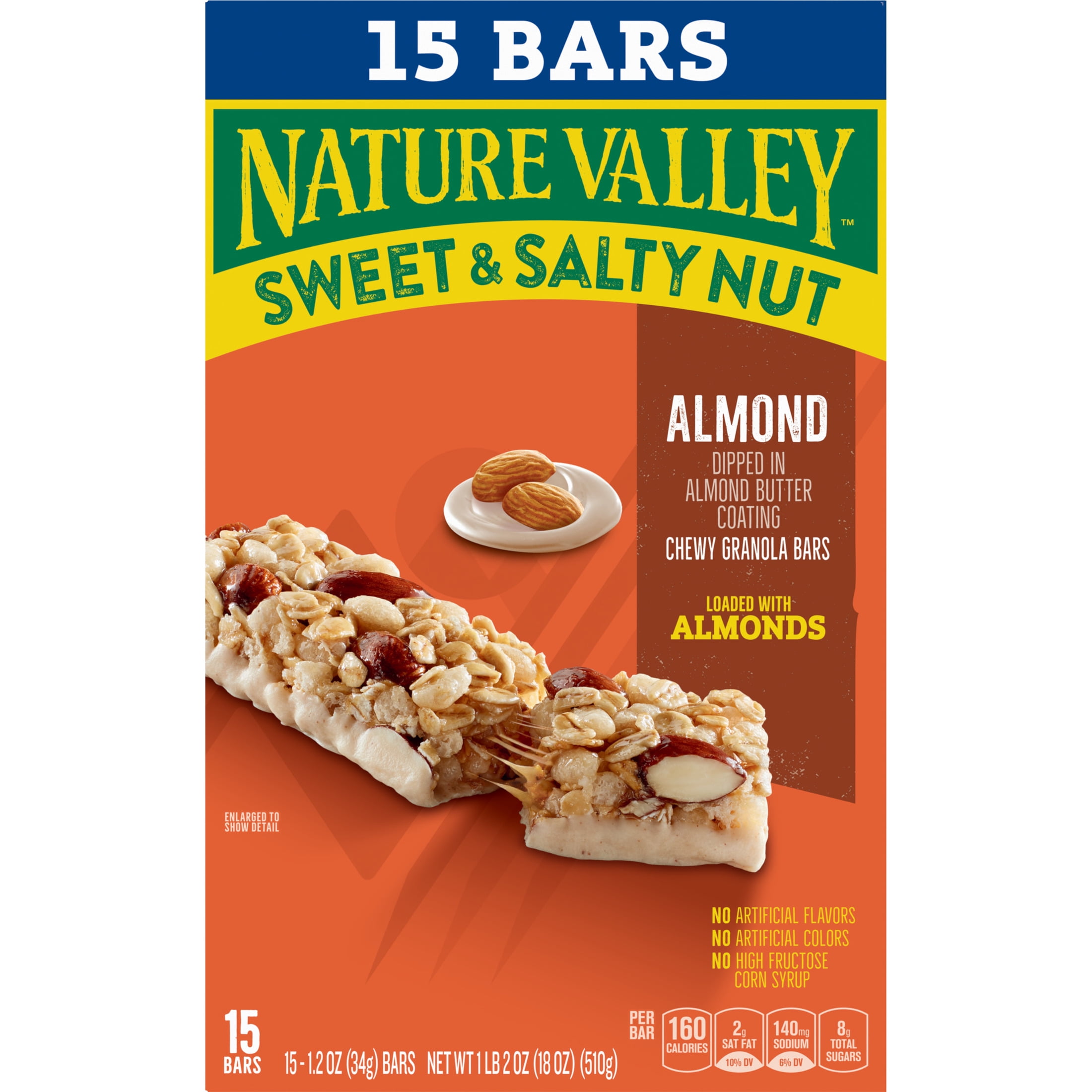 (8 pack) Nature Valley Sweet and Salty Nut Granola Bars, Almond, 15 Bars, 18 oz