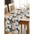 thumbnail image 2 of Burlap Table Runner 48 Inches Long, Modern Colorful Geometric Pattern Non-Slip Kitchen Table Runners for Dining Room Everyday Use Party Table Decorations Abstract Minimalist Style, 2 of 9