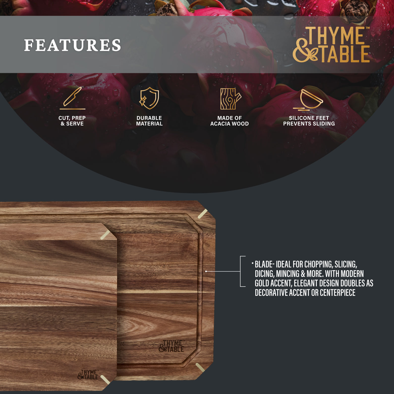 Thyme & Table 2-Piece Acacia Cutting Board Set photo 5