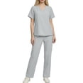 thumbnail image 2 of Mifsaly Scrub Sets for Women Wide Leg Pants Classic V Neck Medical Uniforms Stretchy Comfortable Nursing Uniforms Doctors Nurse Summer Workwear with Multi Pockets M, 2 of 9