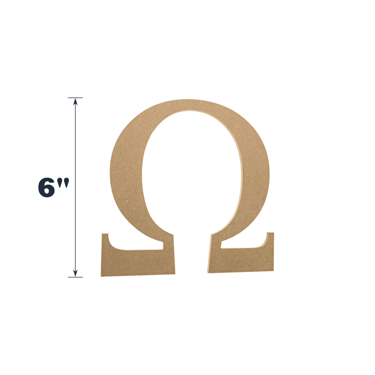 Wooden Greek Letter Omega - Fraternity/Sorority - Premium MDF Wood Letters  (6 inch, Omega) 