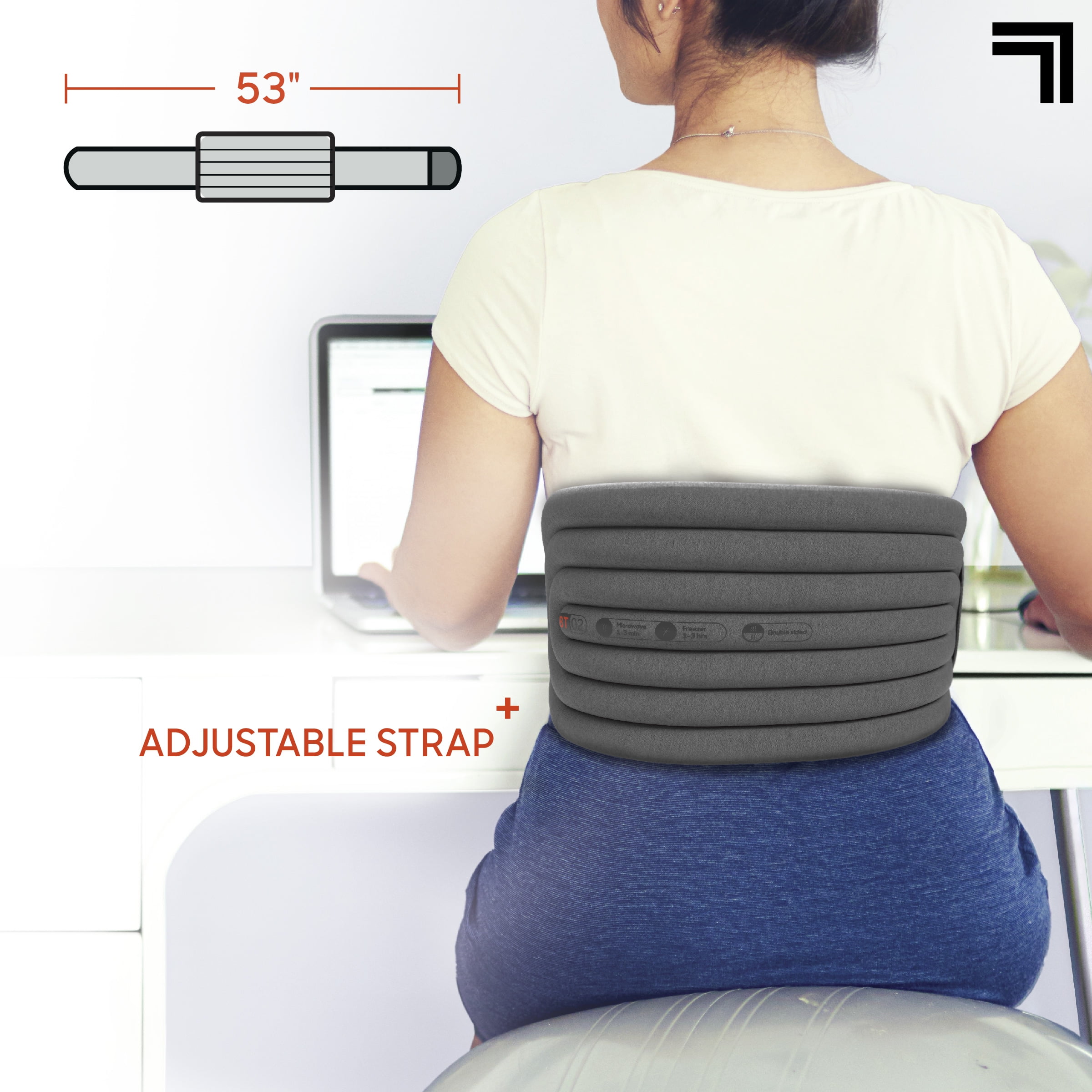 Sharper Image® Hot + Cold Back Wrap, Dual Intensity Soft Fabric, 53" Length