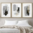 thumbnail image 3 of IDEA4WALL Framed Canvas Print Wall Art Set of 3 Dark Pastel Paint Stroke Collage Illustrations Abstract Geometric Modern Art Color Block Wall Decorative Artwork for Room Decor - Natural 24"x36"x3, 3 of 5