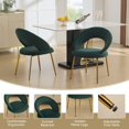 thumbnail image 5 of Set of 1 Velvet Dining Chairs with Curved Backrest and Golden Metal Legs for Kitchen or Dining Room (Green), 5 of 11