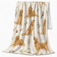 thumbnail image 2 of Golden Retriever Watercolor Dog Illustrations Vintage Pet Portrait, Festive Pet Portrait Pattern, Warm Flannel Blanket for Cabin and Lodge, Dog Lovers Just Because Gift, Pet Lover Home Decor, 2 of 9