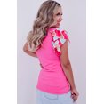 thumbnail image 3 of a.Jesdani V-Neck Ruffle Sleeve Tee, Unique Abstract Print, Fashionable Fit, 3 of 8