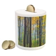 thumbnail image 2 of Fall Piggy Bank, Beech Fall Tree with Tall Bodies Wilderness Rural Countryside Themed Design, Ceramic Coin Bank Money Box for Cash Saving, 3.6" X 3.2", Grey Yellow, by Ambesonne, 2 of 4