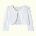 thumbnail image 3 of Children Girls' Shrug Sweaters Lace Short Cardigan Long Sleeve Shawl Coat Kids Knit Crop Sweater Cardigan Cover Up Tops Button Closure Outwear White_B 3-4 Years, 3 of 9