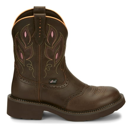 Justin Boots Womens Gemma Embroidered Round Toe Cowboy Casual Mid Calf Boo