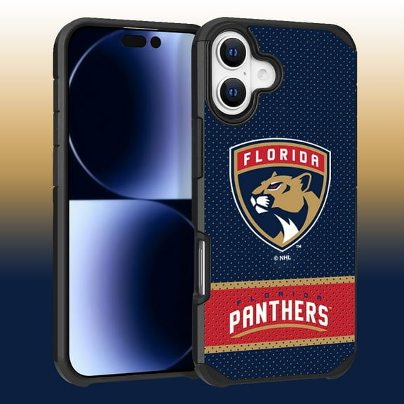 Apple iPhone 16 (6.1) - NHL Licensed Florida Panthers Team Logo on Jersey Textured Dual Layer Case
