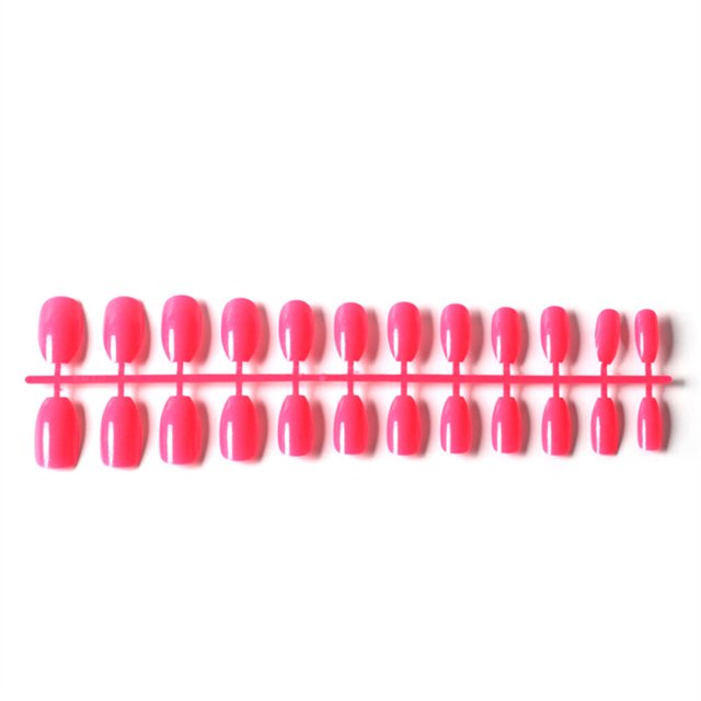 24 Pcs Ongles Faux Ballerine Courts Résistants aux Rayures Style Français Coloré DIY Personnalité Unique Ongles Acryliques 15rouge Melon D\'eau