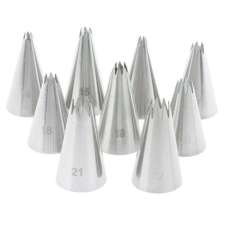 

9pcs Open Star Cream Piping Nozzles Cake Decorating Set Metal Pastry Bag Tips