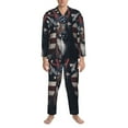 thumbnail image 3 of Picia Vintage American Deer Pattern Men’s Long-Sleeve Sleepwear Set - Soft 2-Piece Loungewear with Pockets, Comfy PJs for Relaxing Nights-Small, 3 of 7
