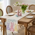 thumbnail image 4 of Happy Easter Bunny Table Runner 108 Inches Long for Kitchen Dining, Striped Polka Dot Rabbits Farmhouse Dresser Scarf Farmhouse, Dining Table Decorations for Wedding/Parties, 13 x 108 In, 4 of 8