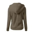 thumbnail image 4 of UAMVSH Women Fuzzy Fleece Hooded Sweatshirts Warm Long Sleeve Basic Hoodie with Pockets Loose Fit Half Zipper Plush Pullover for Winter(Large,Coffee 1), 4 of 4