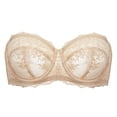 thumbnail image 4 of Women Unlined Lace Strapless Bra Sexy See Through Plus Size Underwire Bralette, 4 of 5