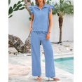 thumbnail image 3 of Set de 2 piezas BTFBM para mujer, conjunto lounge de verano con volantes y mangas casquillo, 3 of 9