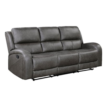 Patsy Manual Double Recliner Sofa- Gray Polished Microfiber 85 Inch
