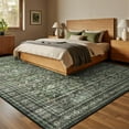 thumbnail image 3 of Reepow 8x10 Area Rugs for Living Room Washable Large Boho Green Carpet Vintage Floral Low Pile Indoor Soft Rugs for Bedroom Dining Room Home Office, 3 of 10